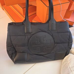 Tory Burch Black Quilted Tote